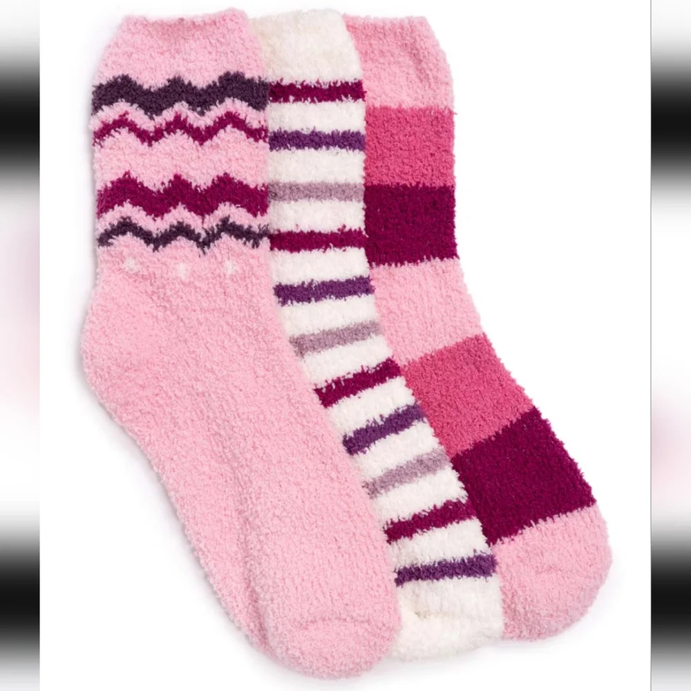 MUK LUKS Women's Socks 3-Pair Raspberry/Pink/Purple Soft and Stretchy
